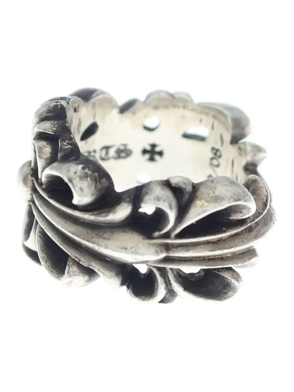 Chrome Hearts Dbl Flrl Crs Double Floral Cross Ring Silver